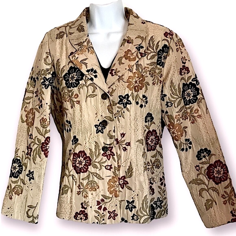 ALFRED DUNNER Tailored Floral Embroidered Jacquard Blazer - Picture 2 of 12